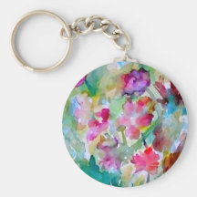 CricketDiane Flower Garden Watercolor Abstract Key Chain