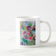 CricketDiane Flower Garden Watercolor Abstract Coffee Mug