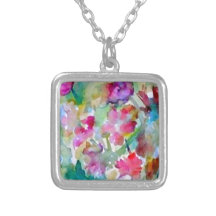 CricketDiane Flower Garden Watercolor Abstract Necklaces