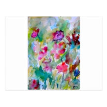 CricketDiane Flower Garden Watercolor Abstract Post Cards