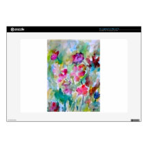 CricketDiane Flower Garden Watercolor Abstract Decals For 15" Laptops