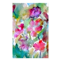 CricketDiane Flower Garden Watercolor Abstract Stationery Paper