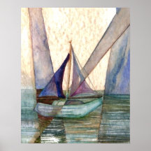 CricketDiane Ocean Poster Sailboat Abstract