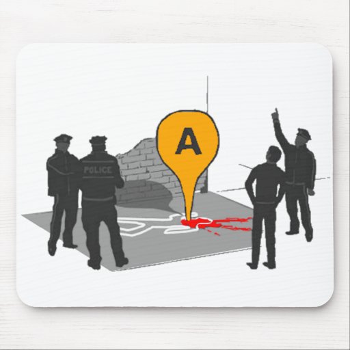 Crime Scene Map with Police and Body Outline Mouse Pads