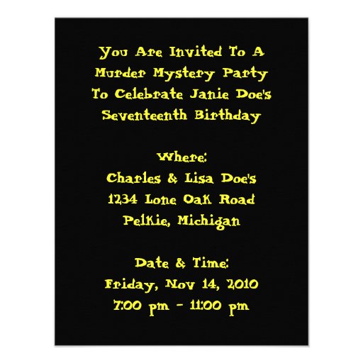 Crime Scene Tape Murder Mystery Party Invitation