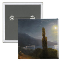Crimean Coast in Moonlight Ivan Aivazovsky Buttons