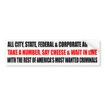 Criminal Bill Collectors Bumper Sticker bumper stickers