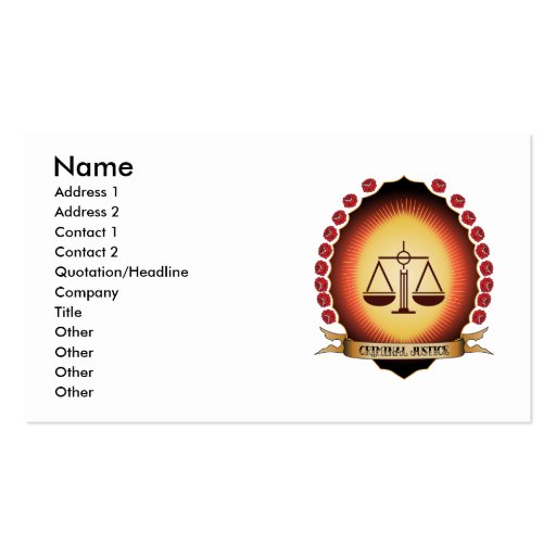 Criminal Justice Mandorla Business Card Templates (front side)