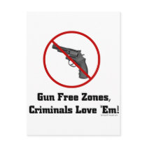 Criminals Love Gun Free Zones postcards by bizarretees Criminals Love Gun Free Zones postcards