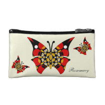 Crimson and Gold Butterflies Cosmetic Bag at Zazzle