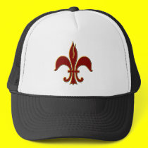 Crimson and Gold Fleur-de-lis - Truckers Hat hats