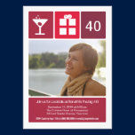 Crimson Birthday Icon Grid Photo invitations