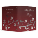 Crimson Blooms Recipe Book 3 Ring Binders
