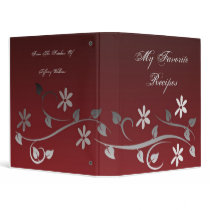 Crimson Blooms Recipe Book 3 Ring Binders