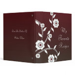 Crimson Floral Vine Recipe Book Binder