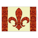 Crimson Garden Fleur de lis Greeting Cards