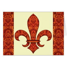 Crimson Garden Fleur de lis Greeting Cards