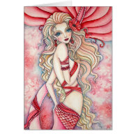 Crimson Glamour Mermaid- Blank Card card