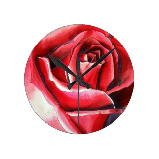 Crimson Glory Rose Wall Clock