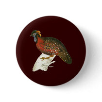 Crimson Horned Pheasant Pinback Button