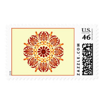 Crimson Mandala Postage Stamps
