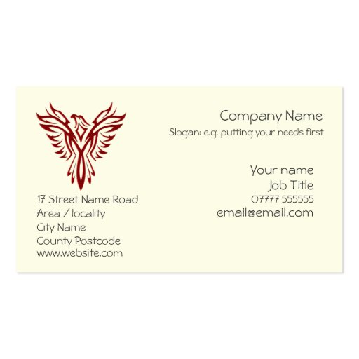 Crimson Phoenix business card templates (front side)