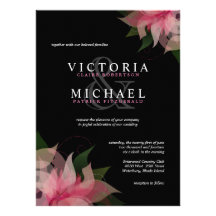 Crimson Pink & Black Floral Wedding Invitations