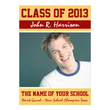 Crimson Red Gold Athletic Student Graduation Card