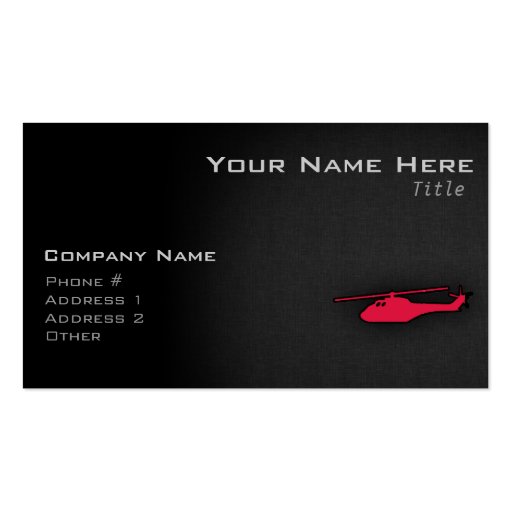 Crimson Red Helicopter Business Cards (front side)