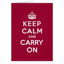 Crimson Red Keep Calm and Carry On Cards