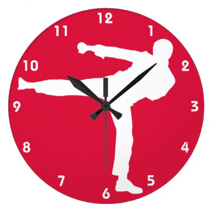 Crimson Red Martial Arts Wall Clocks