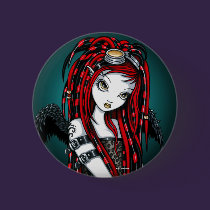 "Crimson" Red Tattoo Cyber Goth Angel Button buttons