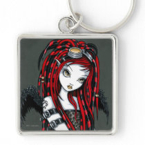 "Crimson" Red Tattoo Cyber Goth Angel Keychain
