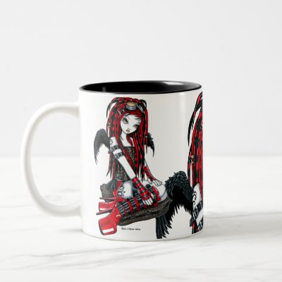 Crimson Red Tattoo Cyber Goth Angel Mug by mykajelina