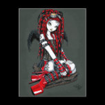 "Crimson" Red Tattoo Cyber Goth Angel Postcard
