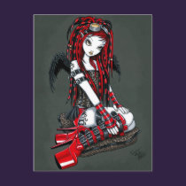 "Crimson" Red Tattoo Cyber Goth Angel Postcard postcards
