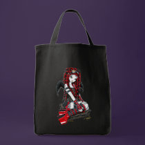 "Crimson" Red Tattoo Cyber Goth Angel Tote Bag bags