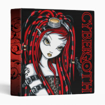 crimson, red, tattoo, cybergoth, gothic, faery, fairy, art, fantasy, goth, cyberpunk, hot, rock, dreads, falls, myka, jelina, dark, industrial, Binder with custom graphic design