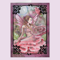 Crimson Rose Fairy Blank Greetin Card