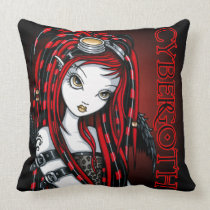 Crimson Tattoo Cybergoth Angel Throw Pillow pillows
