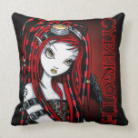 Crimson Tattoo Cybergoth Angel Throw Pillow