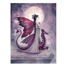 Crimson Twilight Fairy Dragon Postcard