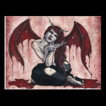 Crimson Wings Bloody Demon Postcard postcards
