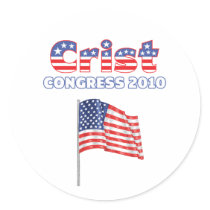 Crist Patriotic American Flag 2010 Elections Round Sticker