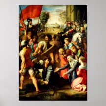 Cristo que cae en la manera al poster del Calvary