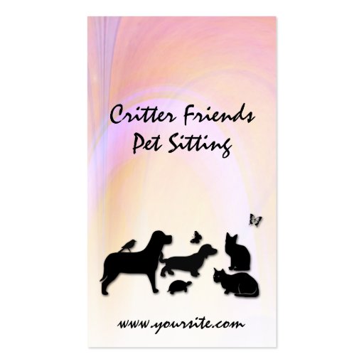 Critter Friends Pet Sitting Business Card (front side)