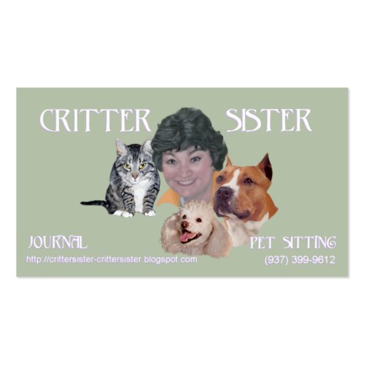Critter Sister Business Card (front side)