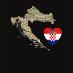 Croatia Flag Heart Map Fitted AA T-Shirt