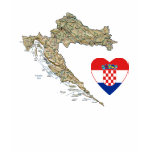 Croatia Flag Heart and Map T-Shirt