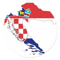 Croatia Flag map HR Hrvatska Round Stickers